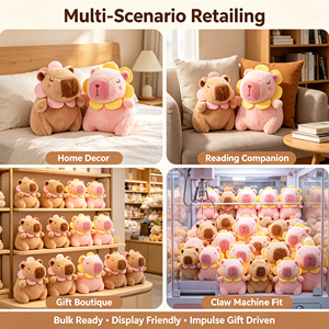 Peluche Capybara <span class=keywords><strong>Kawaii</strong></span> en Gros avec Col, Yeux Fermés, Texture Douillette et Moelleuse, Rembourrage en Coton Résistant – Cadeau d'<span class=keywords><strong>Anniversaire</strong></span> pour Enfants - Product Image 3