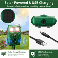 Répulsif solaire à ultrasons pour animaux, extérieur, étanche, pour chats, oiseaux, renards, lumière LED, mode nuit automatique