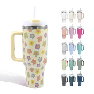 Stan minum Tumbler baja tahan karat 40oz kustom cangkir terisolasi perjalanan 40oz Mug termal 40oz dengan pegangan dan sedotan - Product Image 1