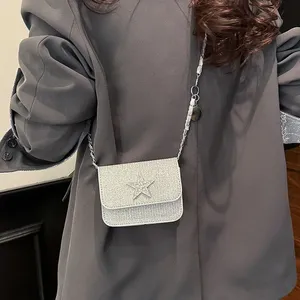 Star Design Women's Small Square Shoulder Bag Y2k Portable Ladies Chain Crossbody Bags Simple Female Handbags Clutch <b>Purse</b> - Product Image 2