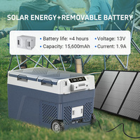 Réfrigérateur-congélateur portable 12V/24V pour voiture avec batterie, réfrigérateur solaire AC/DC 220V pour camping, camion, extérieur