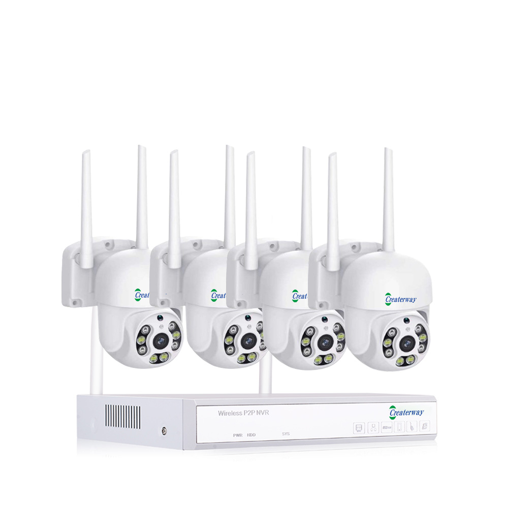 IP66 Водонепроницаемая 5MP HD WiFi PTZ купольная система безопасности P2P CCTV NVR комплекты 4-Ch HDD Хранение данных двустороннее аудио ночного видения