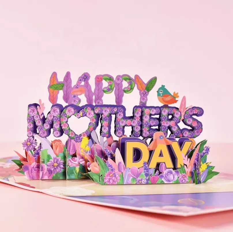 Yeni el yapımı 3D zarf ile Pop-up kartları kesip anneler günü hediyeleri için mutlu anneler günü tebrik kartı