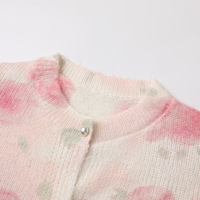 Nouveau cardigan en tricot ombré rose romantique pour femme, style décontracté, avec boutons perlés, collection automne-hiver 15a-4045