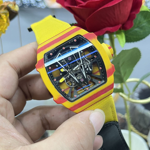 RM27-03 Style Sports Impact-resistant <b>Red</b>-yellow Carbon Fiber Tennis Racket Tourbillon Carbon Skeleton Luxury Mechanical Watch - Product Image 6