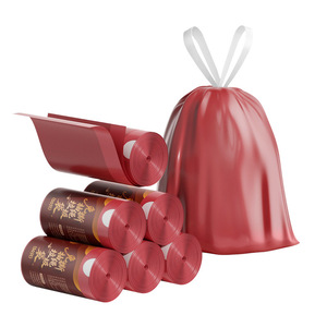 Household Trash Bags XL Thickened Red Plastic Drawstring Auto Seal Kitchen Use - Product Image 4