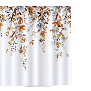Rideau <span class=keywords><strong>de</strong></span> douche Bonhause en polyester imperméable, motif feuilles d'eucalyptus aquarelle, décoration <span class=keywords><strong>de</strong></span> <span class=keywords><strong>salle</strong></span> <span class=keywords><strong>de</strong></span> <span class=keywords><strong>bain</strong></span> automne, 72x72 pouces - Product Image 1
