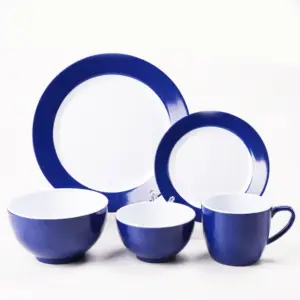 Винтажная посуда, 9-дюймовая Синяя тарелка, меламиновые наборы, реактивная Глянцевая посуда, Набор чашек с блюдцем