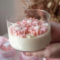 Bougie parfumée artisanale de grande taille à fleurs de haute qualité personnalisée, 3 mèches, parfum pour bougie, avec texte personnalisé pour les cadeaux