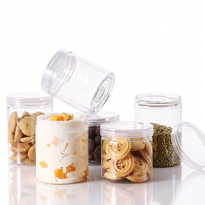 ขวดพลาสติกใสทรงกลมปากกว้าง ขนาด 600 มล. 500 มล. 750 มล. สำหรับใส่คุกกี้ ลูกอม ถั่ว น้ำผึ้ง พร้อมฝาปิด - Product Image 1