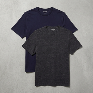 Camiseta de Algodón para Hombre, Corte Ajustado, Manga Corta, Cuello Redondo, Color Sólido, Tejido Jersey Casual, 220 Gramos, Negro y Azul Marino - Product Image 3