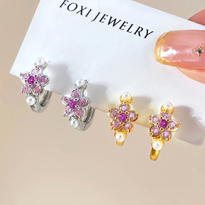 Boucles d'oreilles tendance plaquées or 18 carats, multi-styles, pavées de zircons, avec perles, pour femme, cadeau - Product Image 6