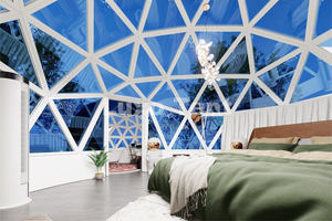 Tenda Luxo High-end Hotel tenda casa 6M + 3M collegato con doppi vetri in vetro geodetica tenda a cupola per <span class=keywords><strong>Glamping</strong></span> <span class=keywords><strong>Resort</strong></span> - Product Image 6