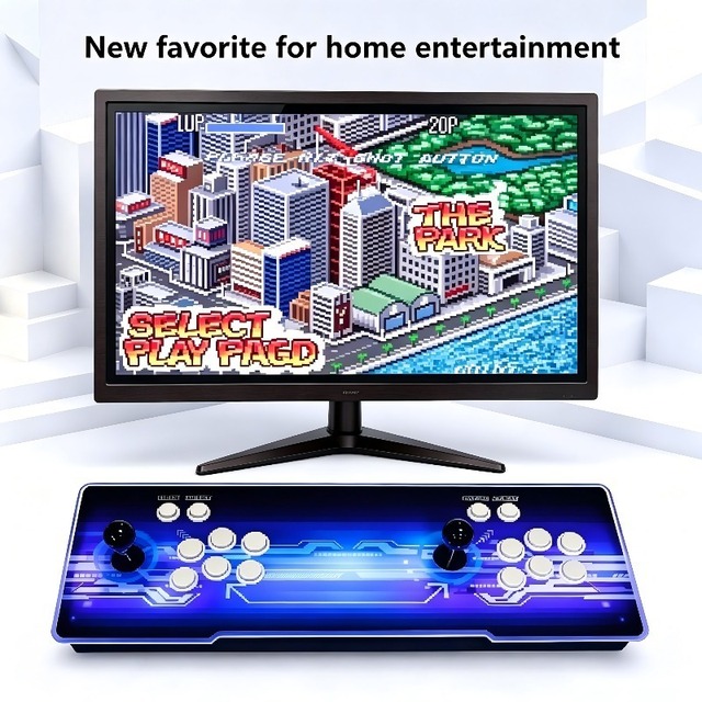 Portable Metal Joystick Home Arcade USB for Dual Port Plug to TV Retro Video Game Console English