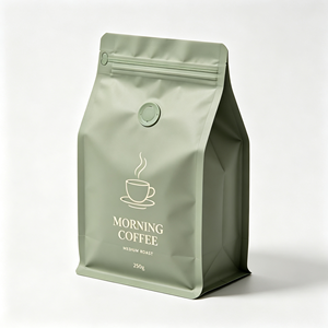 Custom Zipper Coffee <b>Bag</b> Flat Bottom Stand Up Packaging Moisture Proof Barrier <b>Bag</b> for Coffee Beans - Product Image 1