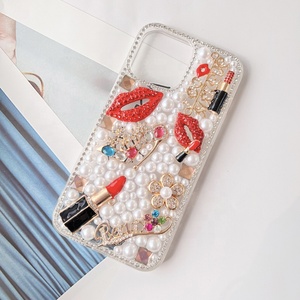 Custodia per Telefono con Rossetto Rosso Sexy e Perle per iPhone 15 16 Pro Max 14, Custodia di Lusso Fai-da-Te con Tacco Alto per S23 S25 S24 Ultra - Product Image 2