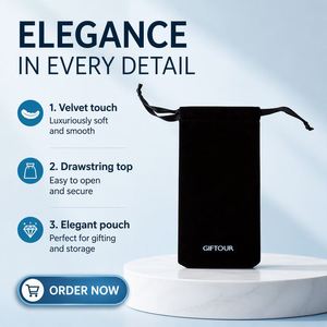 Bolsa de Terciopelo Negro Reciclable de 10*20 cm con Cordón para Empacar Tazas de Té, Bolsa de Regalo Estampada para Joyería, Anillos y Cosméticos - Product Image 2