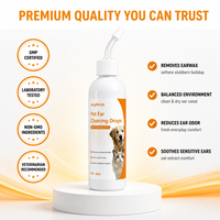 Waylemo Gouttes Nettoyantes pour Oreilles de Chien à l'Acide Salicylique Naturel et à l'Extrait d'Avoine Anti-Acariens Prévient l'Otitite et la Formation d'Infections Auriculaires 60ml