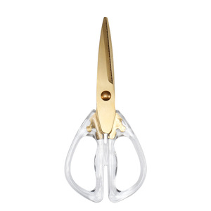 <b>Kitchen</b> <b>Scissors</b> Stainless Steel Transparent Handle Gold Electroplated For Home Use - Product Image 4