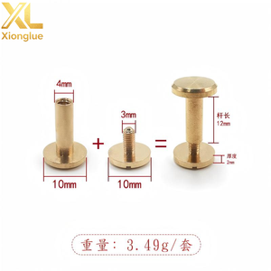 Tornillo Chicago de latón macizo y cobre, remache de unión con cabeza redonda para artesanía en cuero, carteras, bolsos, correas de cinturón y libros - Product Image 3