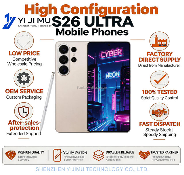 Wholesale Price 2026 New 5G Smartphone S26 Ultra 12G+512G Deca Core HD Big Global Cell Phones Dual-SIM Built-in Pen 48MP CDMA