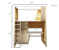 Lit superposé en métal pour dortoir d'école secondaire et collège avec bureau intégré, robuste, gain de place, design contemporain, vente en gros