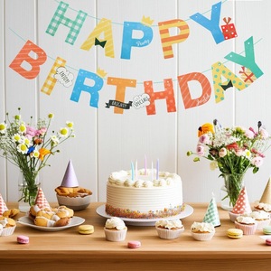 Pancarta de cumpleaños Xingyun, banderas triangulares coloridas, suministros decorativos para fiestas, para la celebración del primer cumpleaños de los niños - Product Image 2