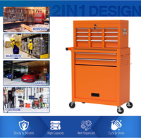 Chariot à outils en acier laminé à froid à 8 tiroirs, armoire à roulettes, options OEM/ODM/OBM, conception détachable pour le rangement en atelier/garage