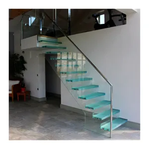 王牌楼梯栏杆设计铁艺玻璃楼梯亚克力螺旋大理石地砖弧形浮动楼梯