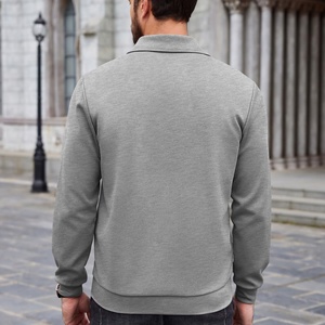 MOQ 50 Half <b>Zip</b> Sweatshirt Men's Quarter <b>Zip</b> <b>up</b> Long Sleeve Casual Polo Sweatshirt Slim Fit Mock Neck Sweaters with Pocket - Product Image 3