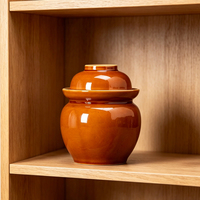 Pot en céramique rétro écologique pour la fermentation, personnalisable en gros, avec couvercle, pour la fabrication de sauerkraut et de cornichons