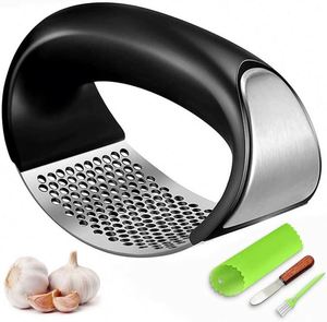 Innovative New Stainless Steel <b>Garlic</b> Press Classic Rocker Mincer Crusher with Peeler and Scraper Metal <b>Garlic</b> <b>Chopper</b> - Product Image 1