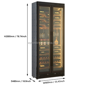 Réfrigérateur à vin électrique personnalisé en acier inoxydable, contrôle de température à zone unique, <span class=keywords><strong>porte</strong></span> vitrée, <span class=keywords><strong>encastrable</strong></span>/autonome - Product Image 2