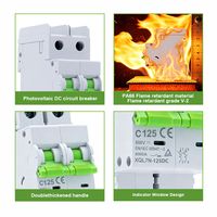 Disjoncteur miniature DC 1200V 4P 80A 100A 125A 6kA 10kA de qualité industrielle pour système solaire, isolateur DC PV