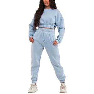 Vente flash, vêtements de rue tendance, survêtement pour femmes, 2 pièces, survêtement personnalisé pour femmes, 100% coton, molleton français, ensemble de sweat-shirt à capuche court pour femmes - Product Image 6