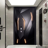 Serrure antivol haut-bas en aluminium moulé imitation bois, porte de sécurité contemporaine à panneau unique épais de 10 cm, taille 1100 mm