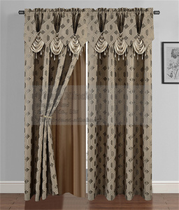 Rideaux de Salon Personnalisés Luxe Cantonnière <span class=keywords><strong>à</strong></span> Volants et Pompons Double Épaisseur pour la Maison - Product Image 2