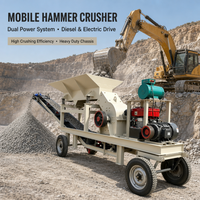 Concasseur à marteaux mobile, machine de concassage de pierres et de roches portable à diesel pour le traitement du charbon, du calcaire et des briques
