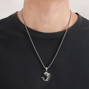 Yunnique – collier avec pendentif dauphin en acier inoxydable, bijoux unisexes, cadeau, pendentif en forme d'animal, à la mode - Product Image 4