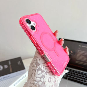 Funda Transparente <span class=keywords><strong>para</strong></span> Teléfono con Purpurina 3 en 1 de TPU+PC <span class=keywords><strong>para</strong></span> <span class=keywords><strong>iPhone</strong></span> <span class=keywords><strong>11</strong></span> 12 13 14 15 16 Pro Max, Carga Inalámbrica, Magnética, Antigolpes, Brillante - Product Image 2