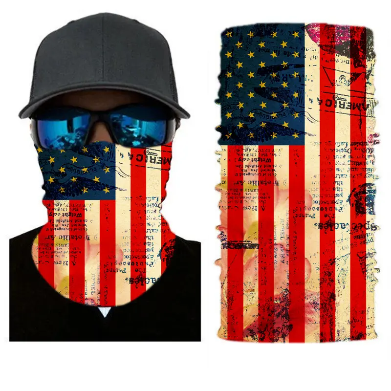 사용자 정의 로고 넥 인쇄 따뜻한 목 각반 극세사 목 튜브 스카프 미국 국기 두건