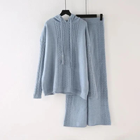 Ensemble de pyjama en cachemire pour femme, pantalon et pull, avec pull en cachemire, pull à capuche