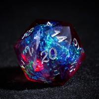 Ensemble de 7 dés polyédriques personnalisables avec logo, pour RPG, Dungeons and Dragons, à coins coupés, brillants, en papier et résine, effet bonbon