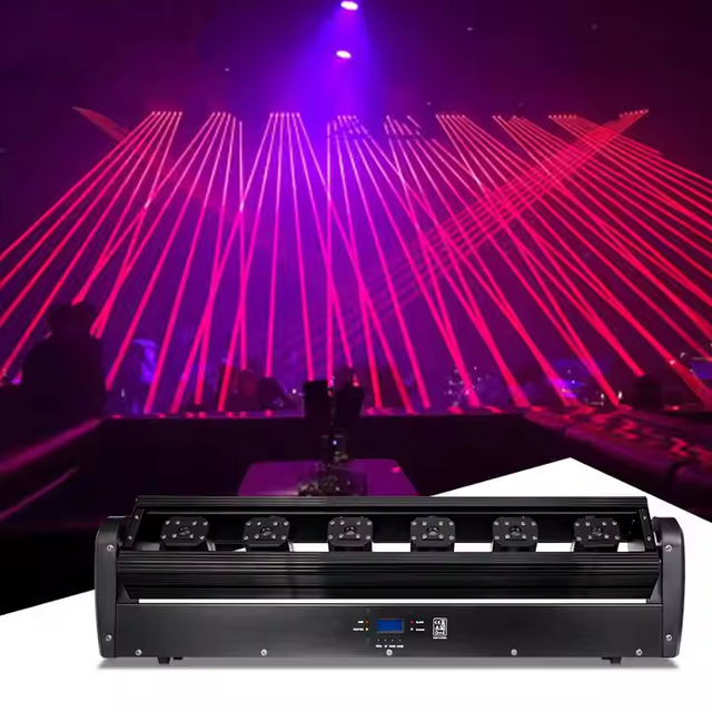 Full Color 6 Eyes Dj Laser Light Disco 500mw RGB Lazer Light DMX Stage Moving Head Laser Bar
