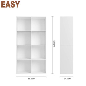 Wooden Bookcase Storage <strong>Shelf</strong> 4 Tier Wood Bookshelf Display Stand <strong>8</strong> <strong>Cubes</strong> Unit for Home Office Cabinet - Product Image 2