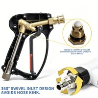 Pistolet Canon à Mousse pour Nettoyeur Haute Pression avec Adaptateur en Laiton Auto-Verrouillant à Entrée Pivotante, Pulvérisateur de Mousse pour Lavage Automobile, Compatible avec Plusieurs Nettoyeurs