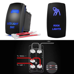 12V étanche Marine bateau voiture interrupteur Laser gravé 5 broches <span class=keywords><strong>bleu</strong></span> lumière LED interrupteur à bascule marche-arrêt caractéristique écran commutateurs automatiques - Product Image 5