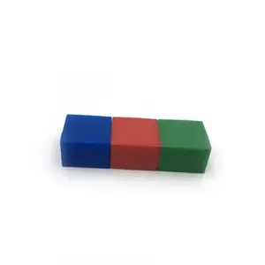Bloco de cubo à prova d'água colorido personalizado ímã permanente quadrado n60 ímãs de neodímio com revestimento de plástico/borracha