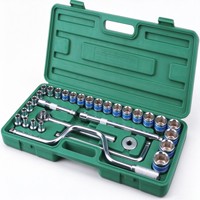 Jeu de clés à douille à cliquet 32 pièces bleues, embout 12,5 mm, poignée à cliquet 6 points, coffret soufflé pour l'assemblage de meubles domestiques et les projets de bricolage