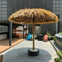Parasol en chaume artificiel HDPE synthétique, ignifuge et imperméable, pour hôtel, jardin, villa